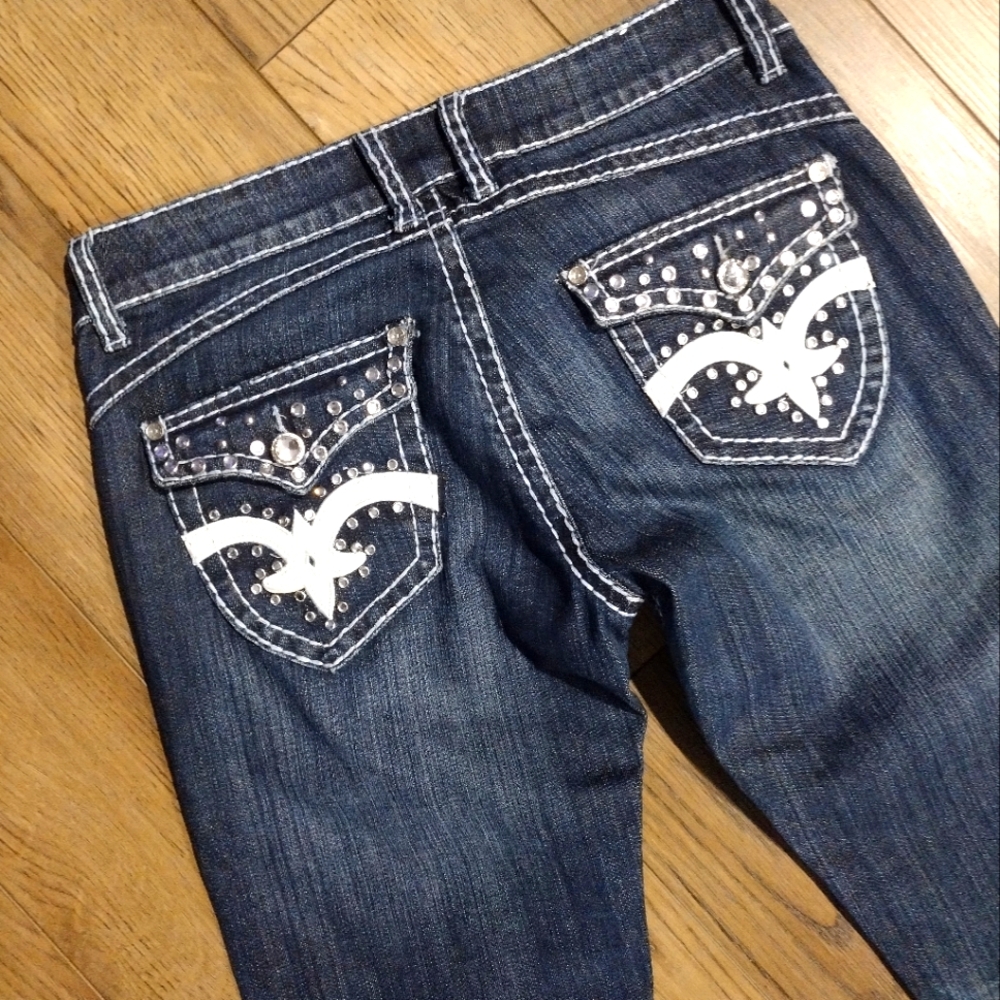 Liuce's embellished straight leg jeans